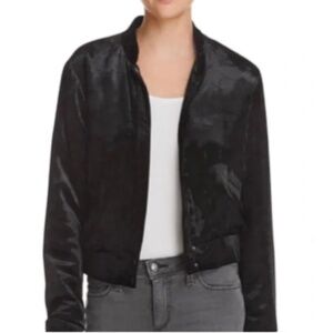 Joes Jeans Collection Velvet Bomber Sz L Black